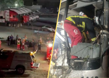 Accidente-en-apodaca-autobús-omex-vialidad-cerrada-recarpeteo-nocturno-carretera-a-laredo - Salud Regia
